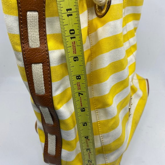 Michael Kors XL Yellow/White Canvas Fabric Handbag - Picture 3 of 14